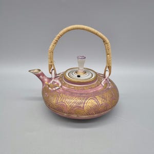 A Vintage Mary Rich, Cornwall, Porcelain Geometric Gold Decorated Miniature Tea Pot.