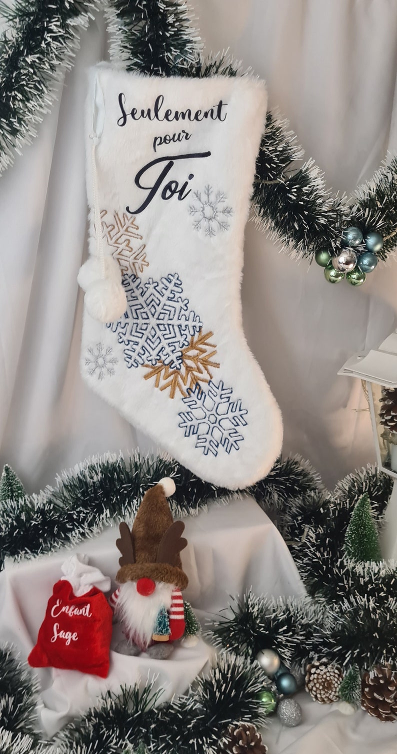 Bas de noël français Personnalisable-chaussettes de noël Création artisanale. Décoration de noël image 5