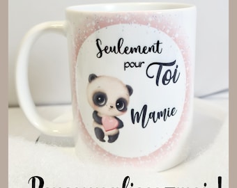 Cadeau pour toi MAMIE-Mug personnalisé fabriqué à la main- Tasse festive personnalisable et réutilisable-Fabrication Française