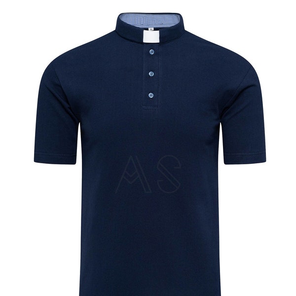 Clerical shirt polo, color navy blue