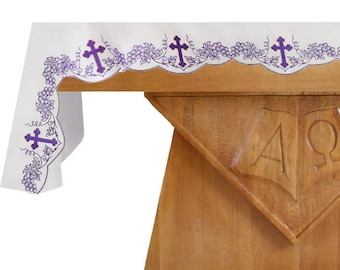 Altar cloth with purple embroidered corosses - for Advent