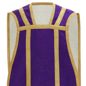 Reversible travel Roman chasuble with matching stole, maniple, burse and chalice veil - Low Mass set
