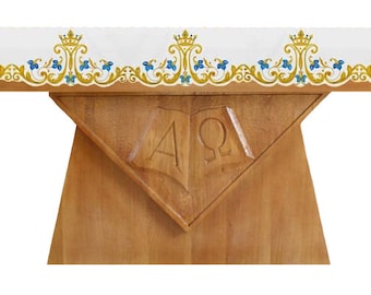 Marian altar cloth gold/blue embroidered