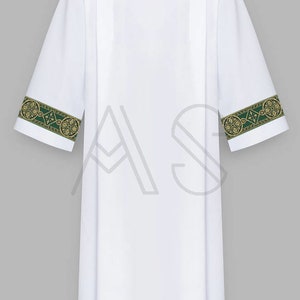 White alb with green orphrey