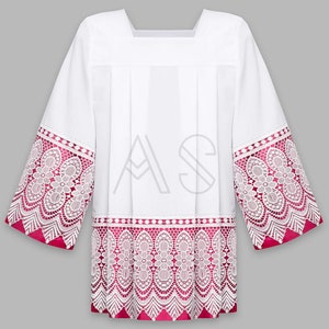 Priest surplice with roman purple lace