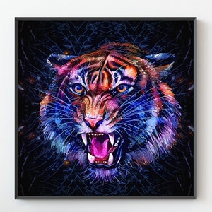 Tiger1C3 | Abstract Tiger Art | Tiger Wall Art | Colorful Tiger Art | Night Sky Art | Tiger Print | Tiger | Tiger Decor | Tiger Lover Gift