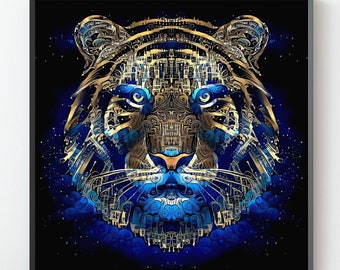 Tiger1C2 | Abstracte Tiger Art | Tiger Wall Art | Kleurrijke Tiger Art | Tiger Print | Tijger | Tiger Decor | Tiger Lover Cadeau | Nachthemel Afdrukken