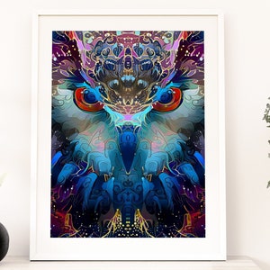 Owl03C1 | Abstract Owl Art | Owl Wall Art | Colorful Owl Art | Owl Print | Owl | Owl Decor | Owl Lover Gift | Night Sky Print