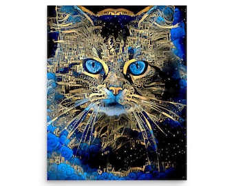 Cat1C2 | Abstract Cat Art | Cat Wall Art | Colorful Cat Art | Cat Print | Cat | Cat Decor | Cat Lover Gift | Night Sky Print