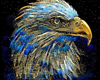 Eagle1C2 | Abstract Eagle Art | Eagle Wall Art | Colorful Eagle Art | Eagle Print | Eagle | Eagle Decor | Eagle Lover Gift | Night Sky Print