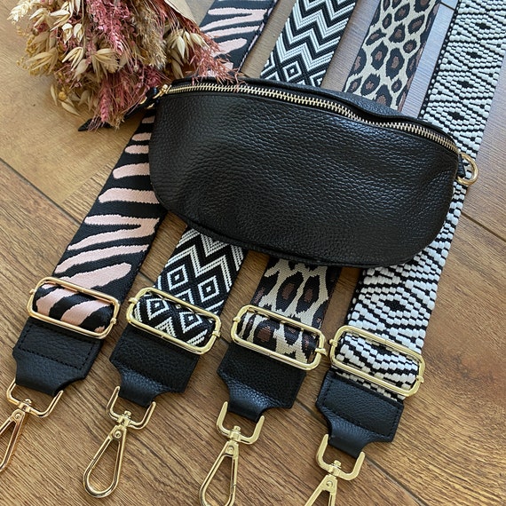 Thick Crossbody Bag Strap in Black & Gold