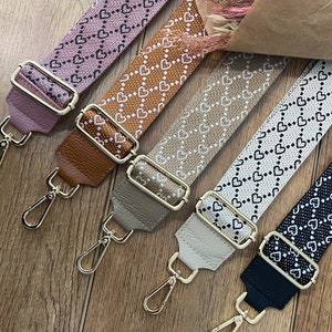 Taschengurt Damen, breiter Schulterriemen, Herz Wechselgurt für Crossbody bag, Gold/Silber Details