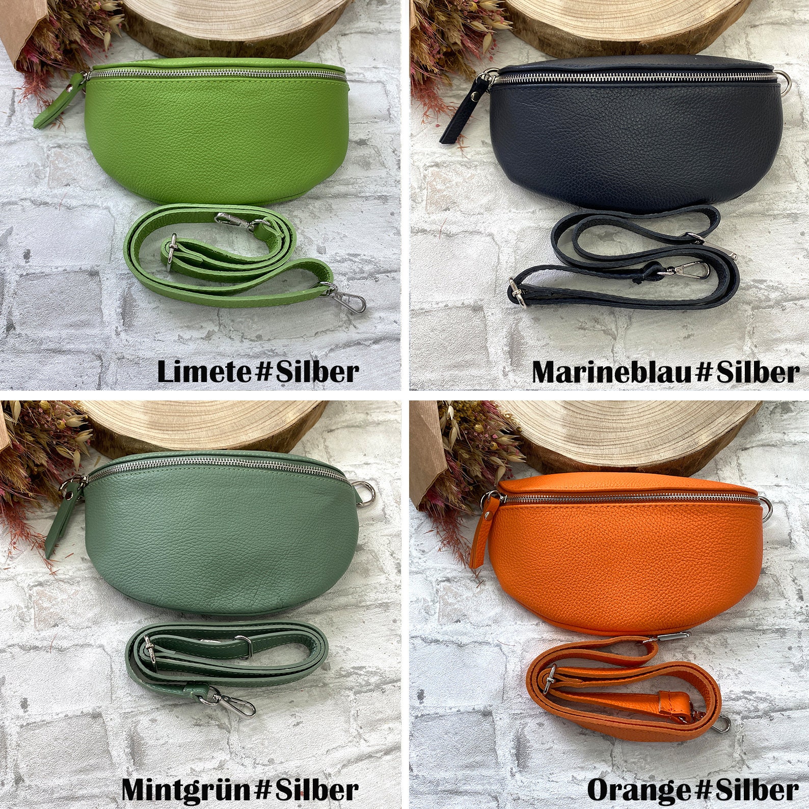 Echt Leder Bauchtasche mit LEDERGURT 25x15x8cm ,Made in Italy  Umhängetasche, Crossbody-Gürteltasche, Schultertasche