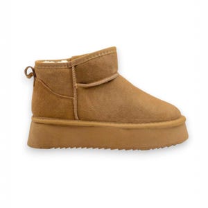 Snowboots winterlaarzen gevoerd suède bruin warme damesschoenen