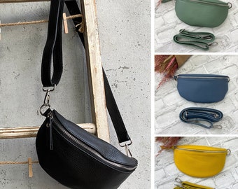 Echt Leder Bauchtasche mit LEDERGURT Made in Italy Umhängetasche, Crossbody-Gürteltasche, Schultertasche