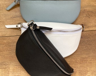Leren buiktas met LEDEREN RIEM / schoudertas, schoudertas Made in Italy, crossbody riemtas
