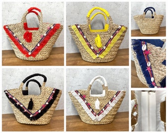 Sac de plage en paille Ibiza panier avec fermeture éclair pour femme sac d'été