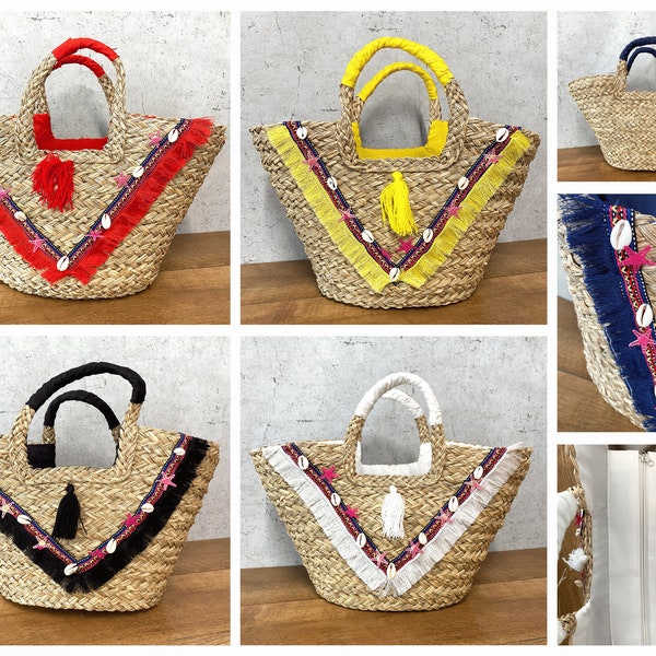 Beach bag straw Ibiza basket with zipper for women summer bag