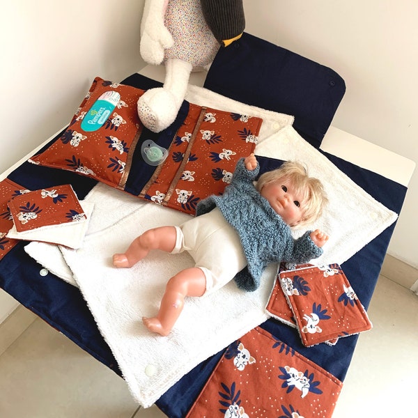 Set matelas à langer nomade Koala / tapis à langer de voyage + trousse pour bébé en coton