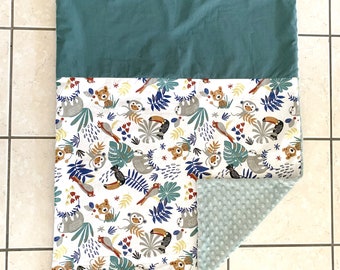 Couverture en coton pour lit bébé - Foret tropical blanche
