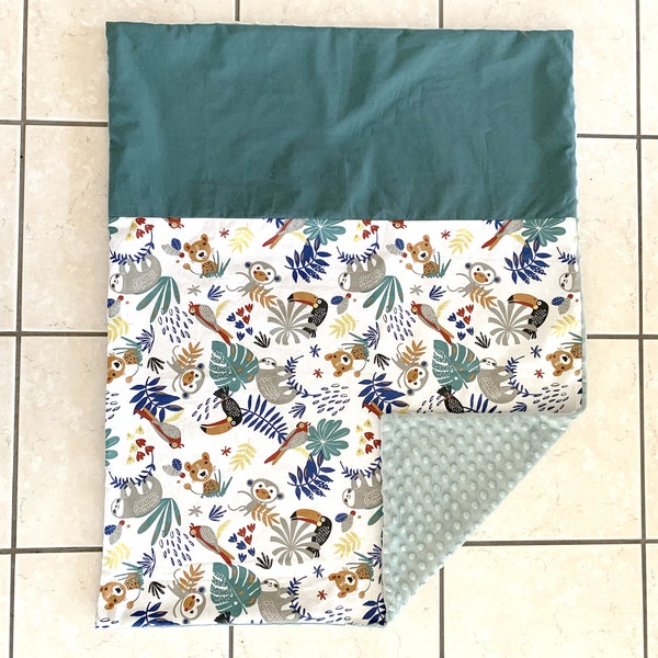 Couverture en coton pour lit bébé - Foret tropical blanche