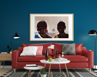 Sofort Download - Druckbare Bildkunst - Meine Schwester und ich - afrikanische Kunst