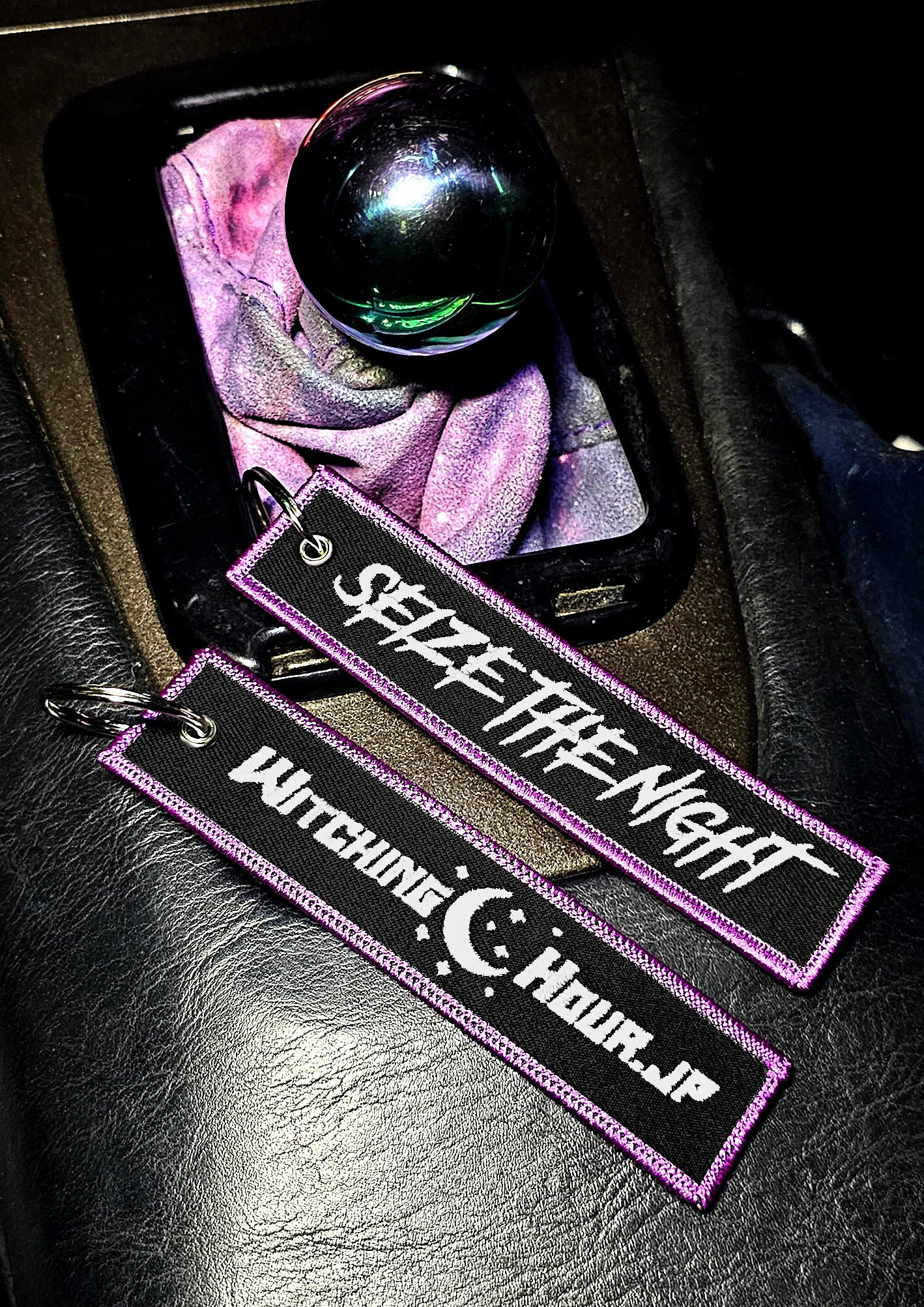 Seize the Night Keychain Jet Tag for Car Purple JDM Key Chain