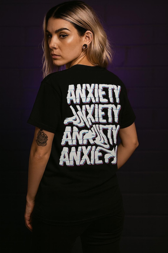 Mind Glitch Anxiety Tee - Alternative Graphic T-Shirt for Mental Health, Retro Goth Vibes, Dark Aesthetic, Meltdown Tee, Streetwear x