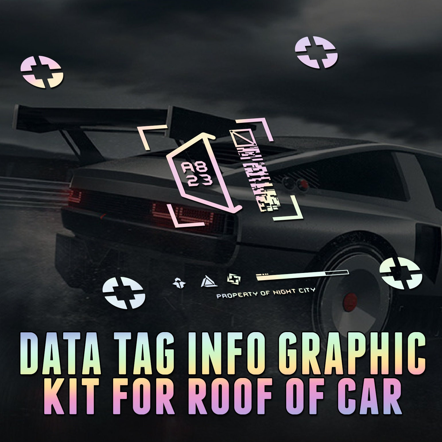 Cyberpunk Car Roof QR Code Graphic Kit for Roof of Car Holographic Accessory Edge Runners Edgerunners Cyber Punk Car Sticker Decal Etsy