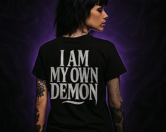 I Am My Own Demon Shirt - Gothic Distressed Tee - Demoncore Aesthetic - Dark Alternative Streetwear - Haunted Grunge Goth Clothing