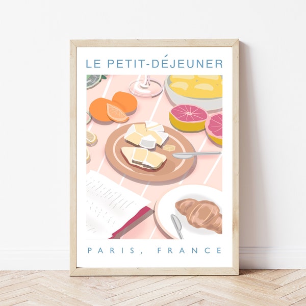 Digital Download of Petit Dejeuner, French Breakfast, Printable, Kitchen Print, Instant Download, Various Sizes.