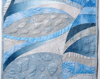 The Shell Art Quilt, Handmade Landscape Wall Hanging