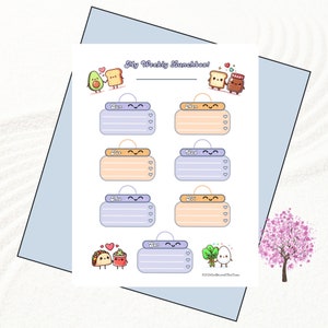 Kawaii Weekly Meal Plan -My Lunchbox- PRINTABLE -Centered & Binder Versions -US/A4