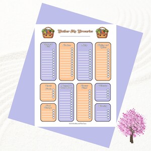 Lista zakupów Kawaii-GatherMyGroceries- DO DRUKU-Wersje wyśrodkowane i do segregatora-USA/A4