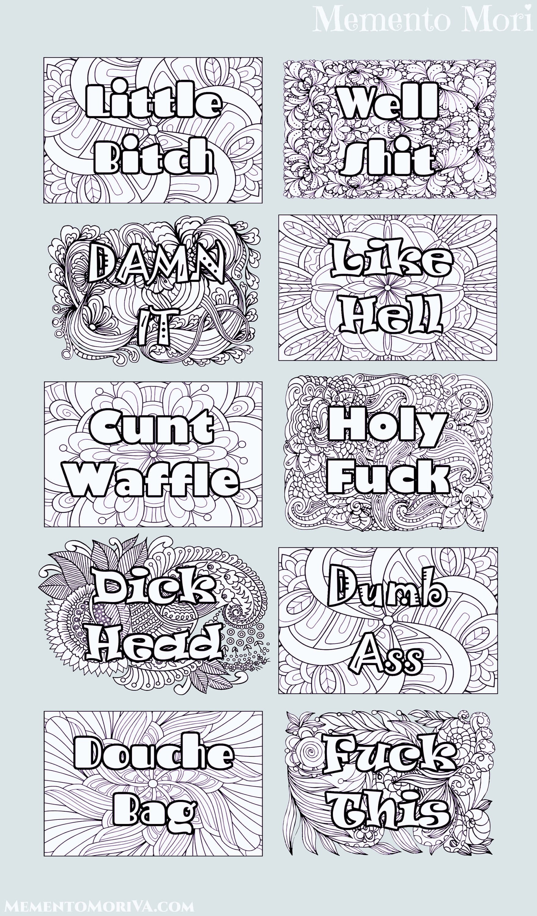 Colorful Language Adult Coloring Pages 10 Pages Digital Instant ...