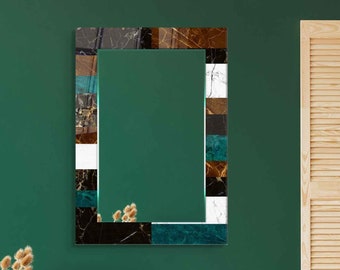 Decoración de pared de espejo, espejo para baño, espejo de pasillo de entrada, decoración de hogar de lujo, espejo de sala de estar, espejo decorativo en vidrio templado
