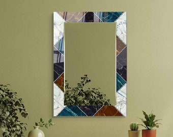 Decoración de pared de espejo, espejo para baño, espejo de pasillo de entrada, decoración de hogar de lujo, espejo de sala de estar, espejo decorativo en vidrio templado