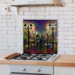 Dosseret de cuisine, Couvercle arrière de cuisinière, Dosseret de poêle en verre trempé, Décor de cuisine, Couvercle de cuisinière, Cadeau de pendaison de crémaillère, Planche à découper