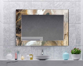 Ästhetischer Spiegel für Badezimmer, Eingangsbereich-Flur-Spiegel, luxuriöse Wohnkultur, Wohnzimmerspiegel, dekorativer Spiegel auf gehärtetem Glas
