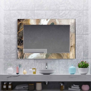 Specchio estetico per bagno, specchio per ingresso, arredamento di lusso per la casa, specchio per soggiorno, specchio decorativo su vetro temperato