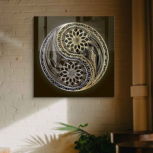 Tempered Glass Wall Art, Yin Yang Wall Decor, Home Decor, Wall Hanging, Abstract Wall Art, Large Wall Art, Glass Painting Decor