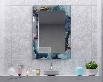 Aesthetic Mirror for Bathroom, Entryway Hallway Mirror, Luxury Home Decor, Living Room Mirror, Decorative Mirror on Tempered Glass