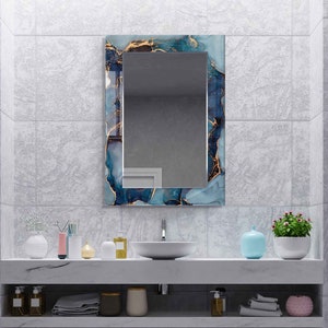 Aesthetic Mirror for Bathroom, Entryway Hallway Mirror, Luxury Home Decor, Living Room Mirror, Decorative Mirror on Tempered Glass