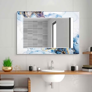 Aesthetic Mirror for Bathroom, Entryway Hallway Mirror, Luxury Home Decor, Living Room Mirror, Decorative Mirror on Tempered Glass
