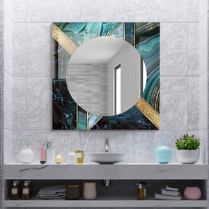 Aesthetic Mirror for Bathroom, Entryway Hallway Mirror, Luxury Home Decor, Living Room Mirror, Decorative Mirror on Tempered Glass