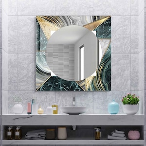 Aesthetic Mirror for Bathroom, Entryway Hallway Mirror, Luxury Home Decor, Living Room Mirror, Decorative Mirror on Tempered Glass