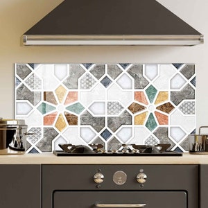 Panneau de dosseret de poêle en verre trempé, couverture arrière de poêle, décor de cuisine, couverture supérieure de cuisinière, tuile de dosseret de cuisine, planche à découper et à nouilles