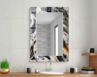 Decoración de pared de espejo, espejo para baño, espejo de pasillo de entrada, decoración de hogar de lujo, espejo de sala de estar, espejo decorativo en vidrio templado