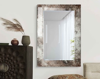 Spiegel voor badkamer, spiegel wanddecoratie, halspiegel, luxe huisdecor, woonkamerspiegel, decoratieve spiegel op gehard glas