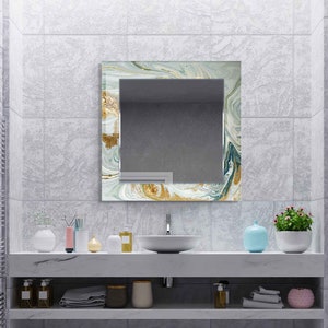 Aesthetic Mirror for Bathroom, Entryway Hallway Mirror, Luxury Home Decor, Living Room Mirror, Decorative Mirror on Tempered Glass
